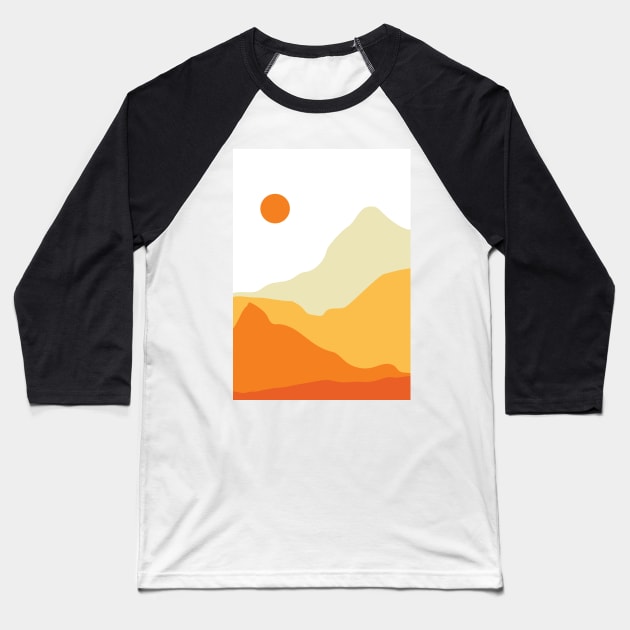 Minimalist Modern Mountainous Landscape Graphic Design Baseball T-Shirt by CityNoir